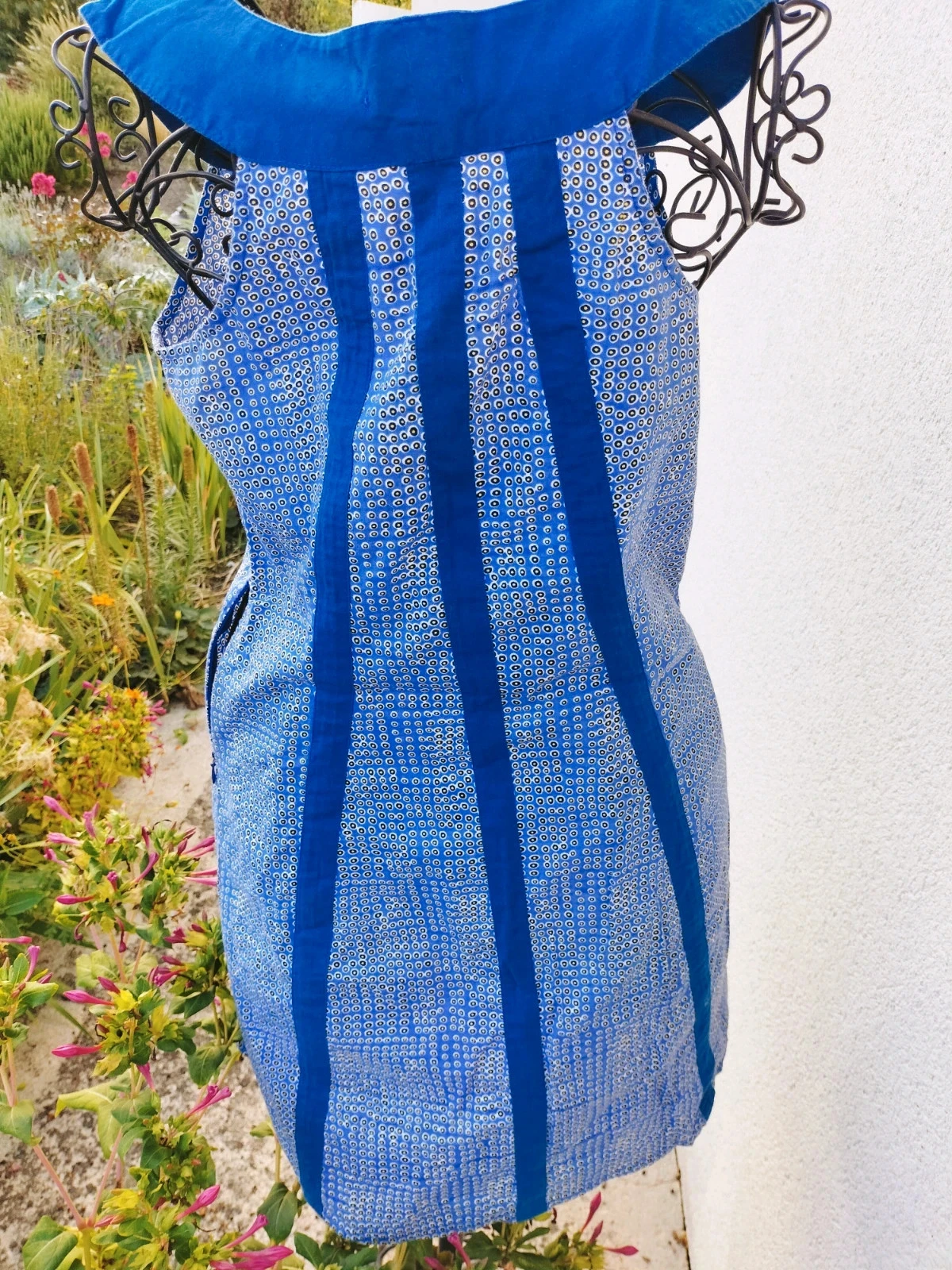 Robe épaule nues bleu femme coton – photo 5